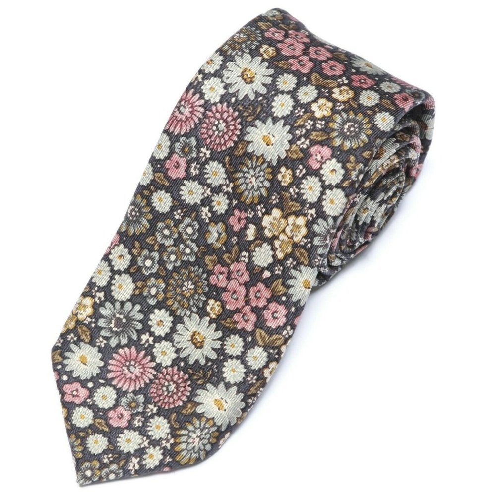 Beaufort Tie Rack Extra Skinny Men's Silk Neck Tie Festive Species of Flowers